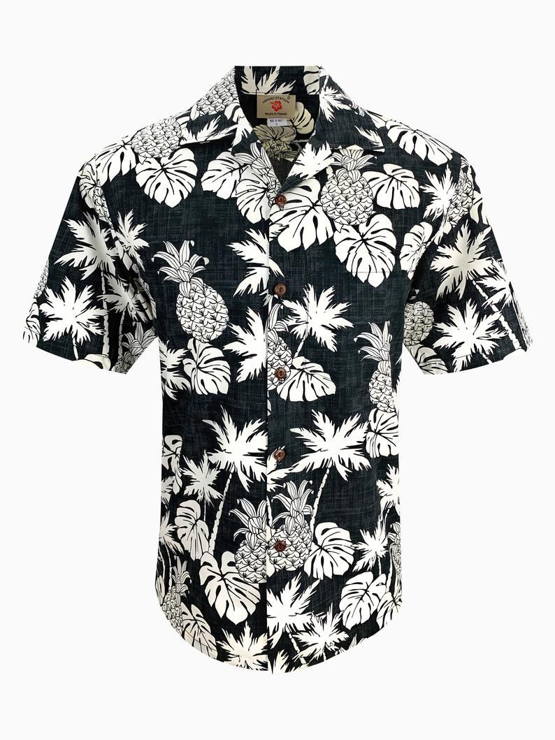 Pineapple Leaf Print Made In Hawaiian Graphic Short Sleeve Casual Shirt Ha60423