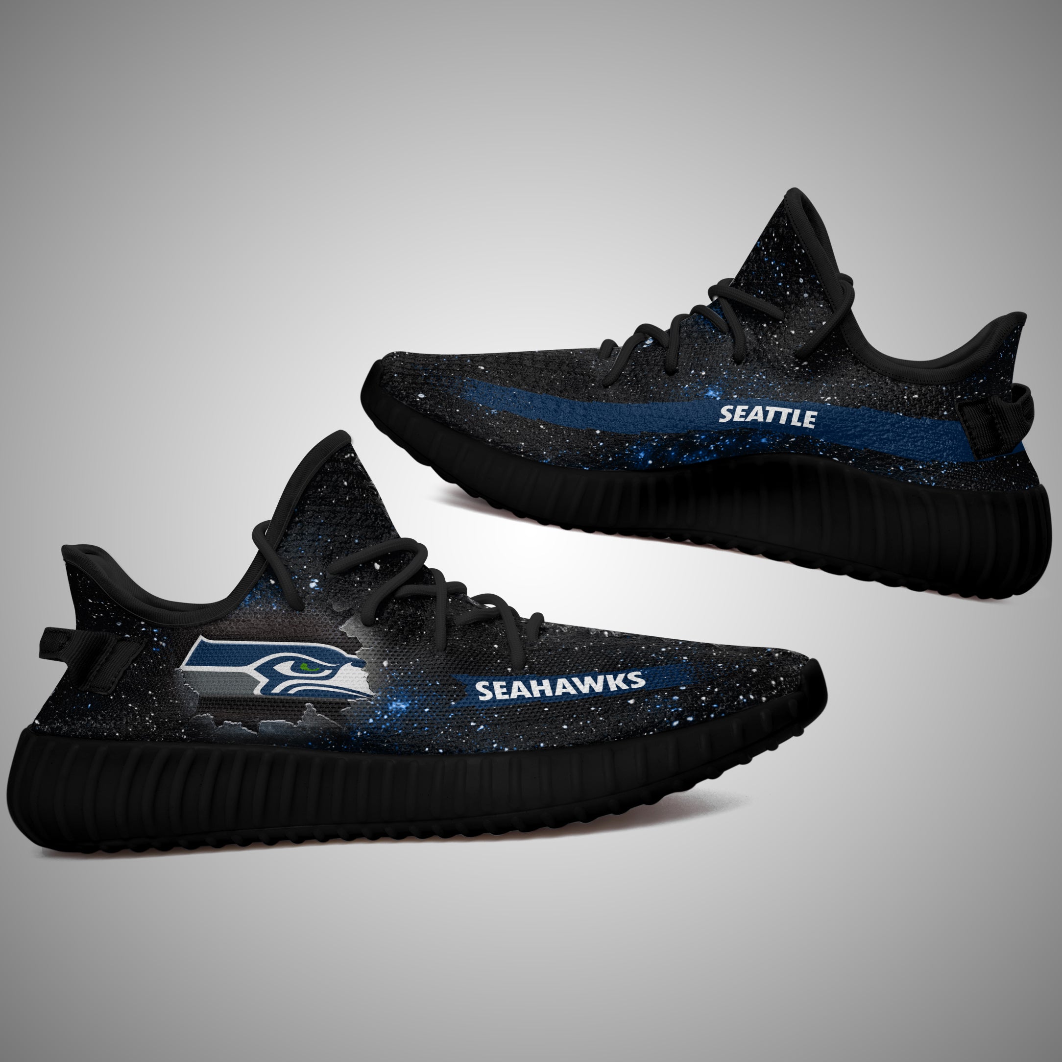 Art Scratch Mystery Seattle Seahawks Yeezy Shoes