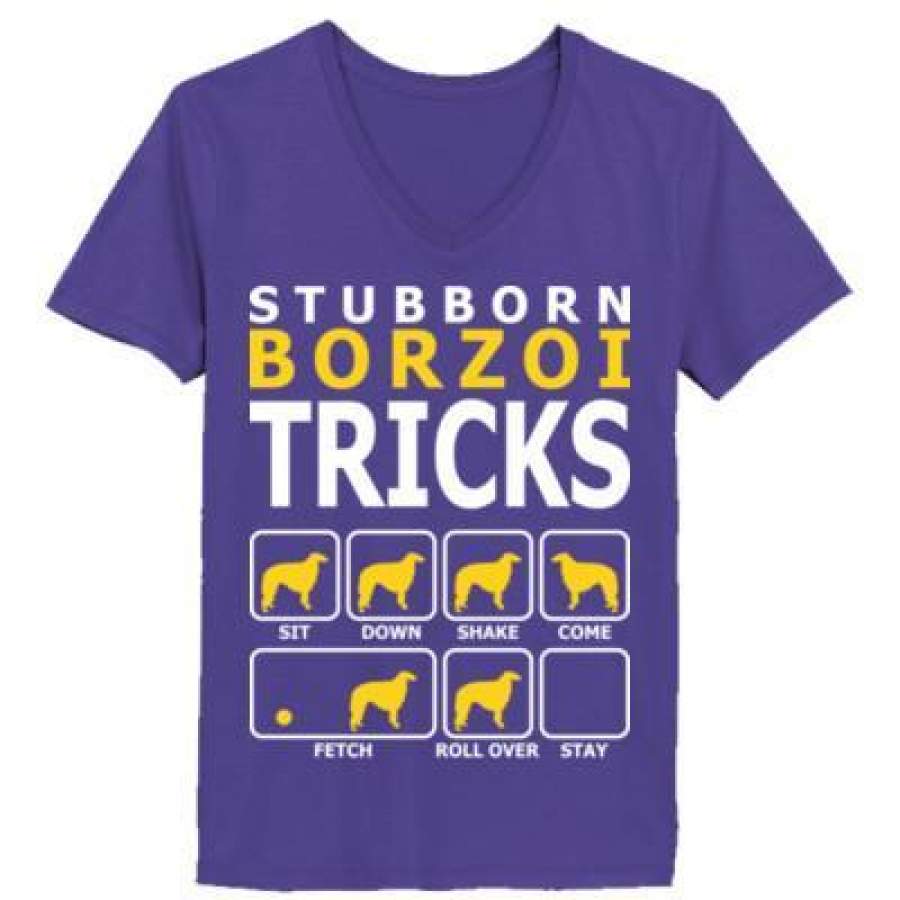 AGR Dachshund Stubborn Borzoi Tricks – Ladies’ V-Neck T-Shirt