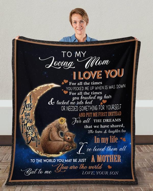 To My Loving Mom From Son Bear Blanket