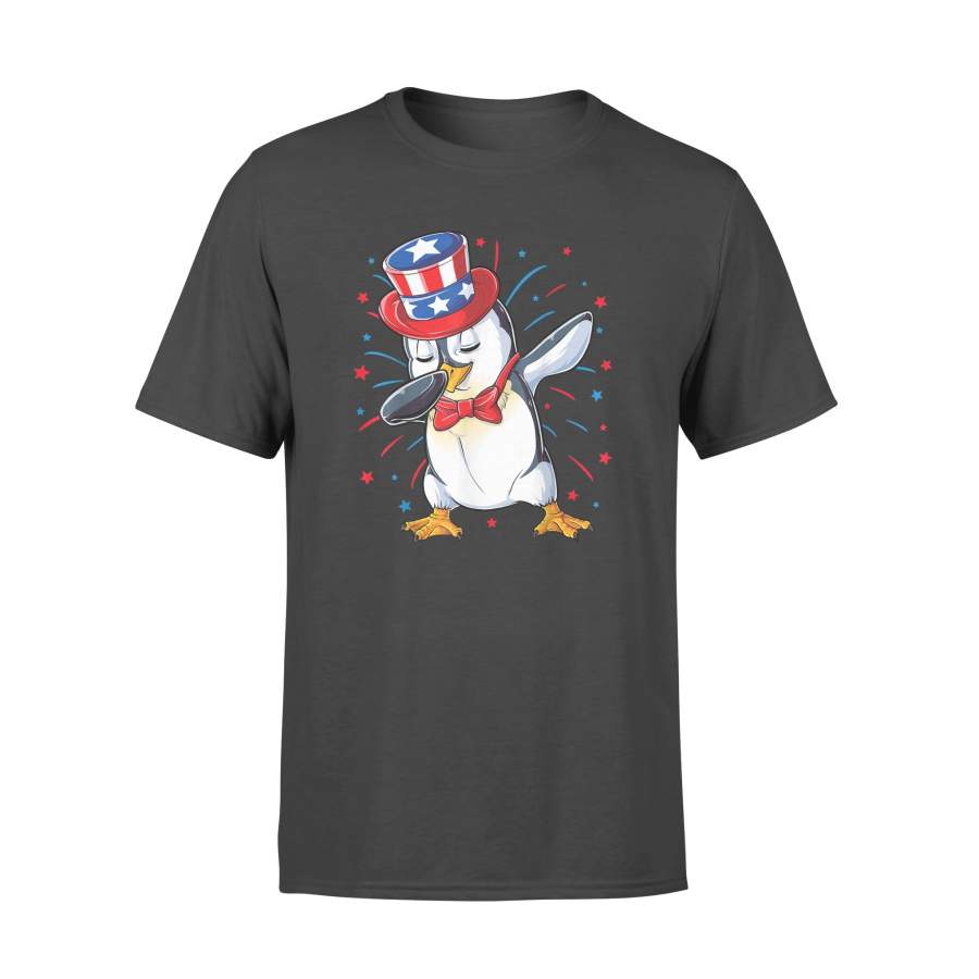 Dabbing Penguin 4th Of July Usa American Flag T-Shirt