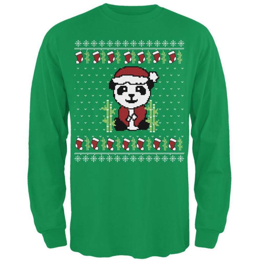 Ugly Christmas Sweater Panda Mens Long Sleeve T Shirt