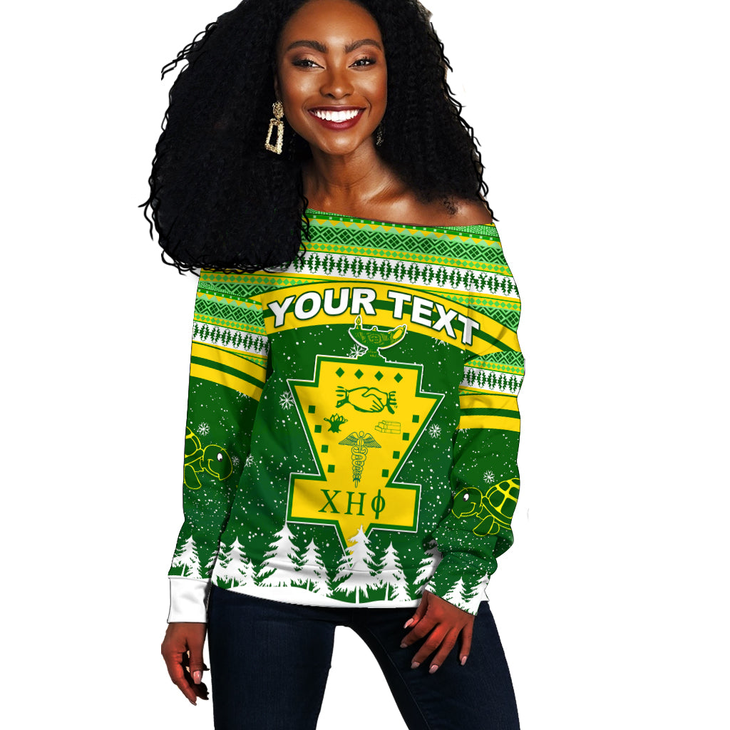 (Custom Personalised) Chi Eta Phi Christmas Off Shoulder Sweater African Pattern Lt13