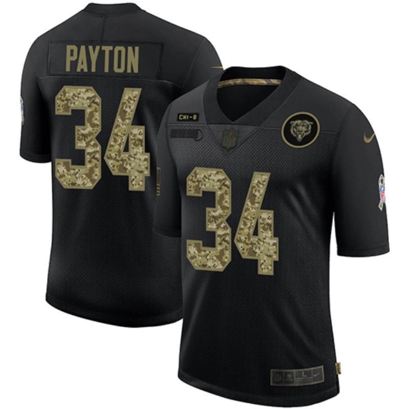 Chicago Bears Walter Payton #34 NFL 2020 Black Camo Jersey