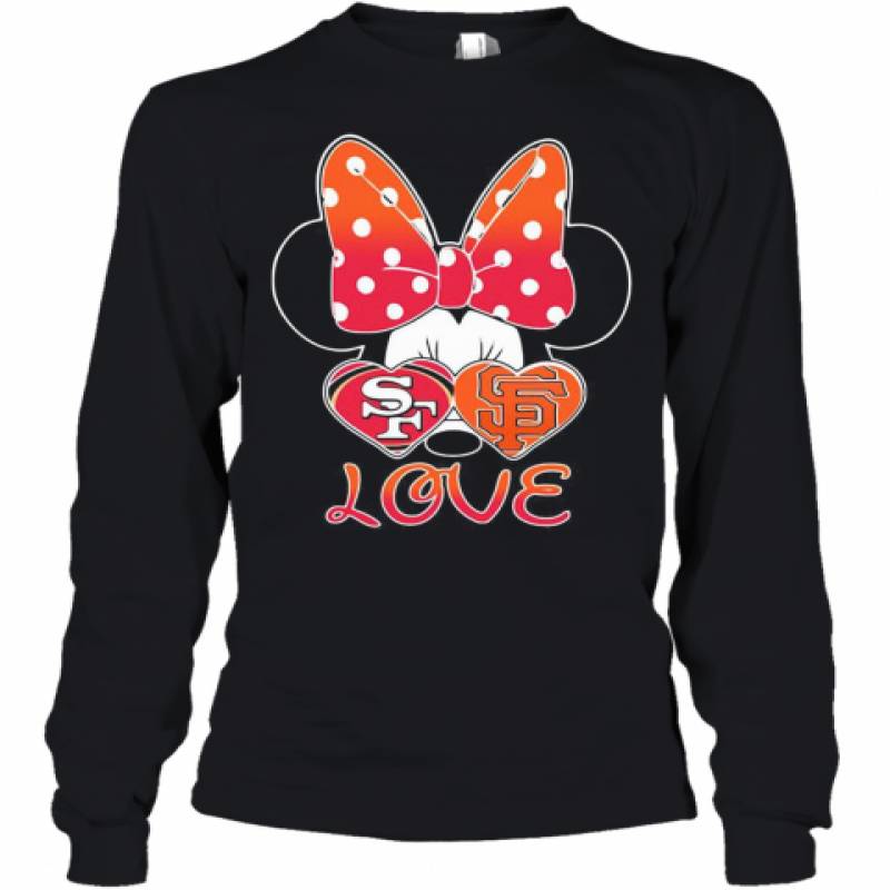 Minnie Mouse Love San Francisco 49Ers And San Francisco Giants Heart Youth Long Sleeve