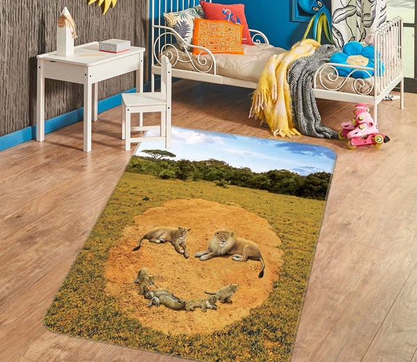 3D A Lions Happiness Def Area Rug Home Decor