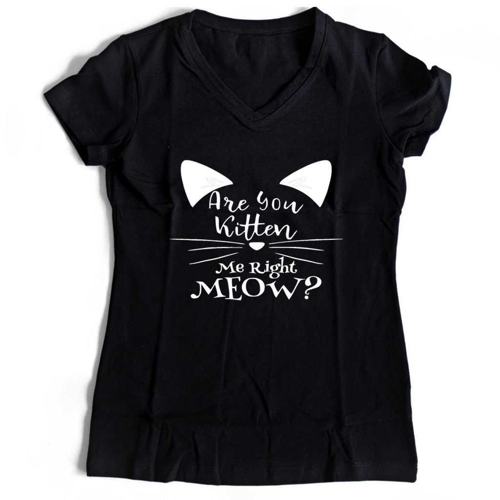 Are You Kitten Me Right Meow Loves Women’s V-Neck Tee T-Shirt