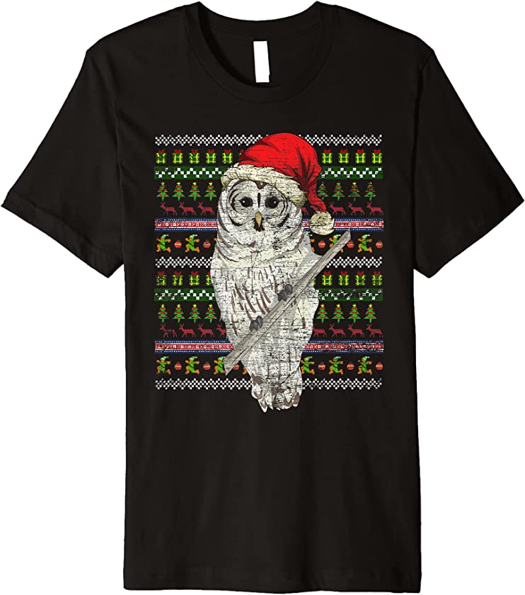 Ugly Christmas Wise Bird Santa Hat Merry Xmas Animal Owl Premium T-Shirt