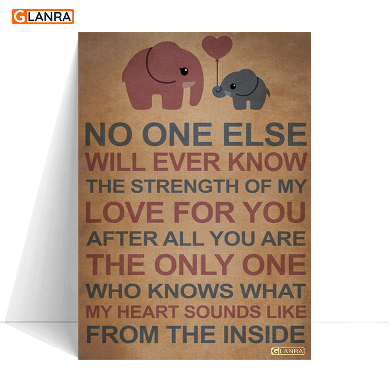 No One Else Will Ever Know The Strength Of My Love For You Elephant Poster & Canvas, Family, Elephant Poster & Canvas, Vintage Style, Anniversary Gift