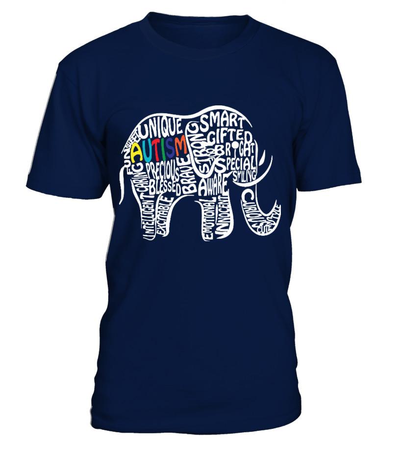 Autism Awareness Elephant T Shirts C-1Uebk