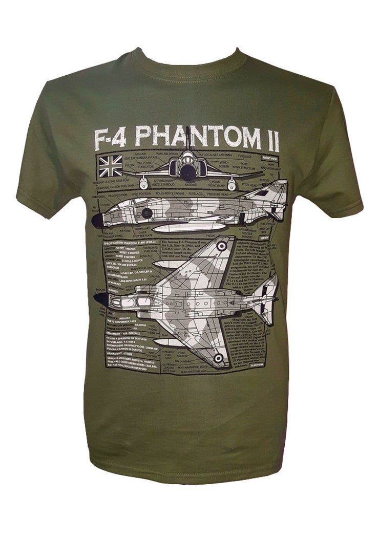 F 4 Fant Me Raf Avion Avec Blueprint Design Shirt