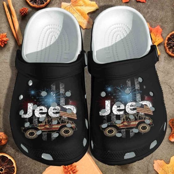 Jeep Car American Flag Gift Rubber Crocs Crocband Clogs, Comfy Footwear