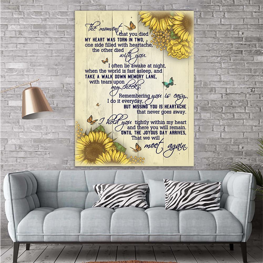 The Moment That You Died Butterfly Memorial Premium Wall Art Canvas