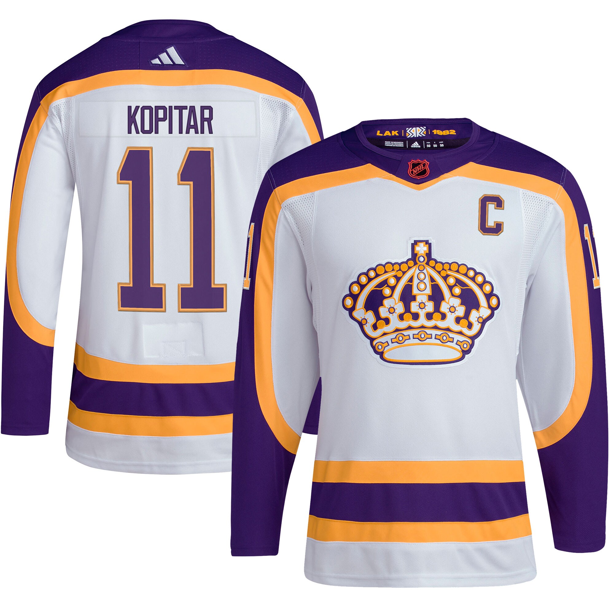 Men's Los Angeles Kings Anze Kopitar adidas White Reverse Retro 2.0 Authentic Player Jersey