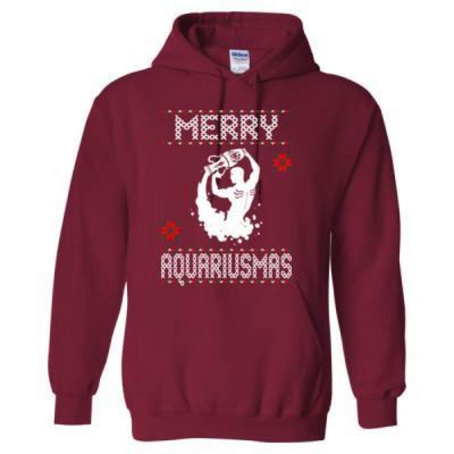 Agr Merry Aquariusmas Ugly Christmas Sweater 2023 – Heavy Blend™ Hooded Sweatshirt