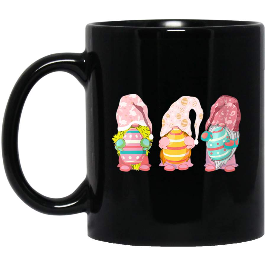 W Easter Day Gnome for Men Women Kids Colorful Dye Egg Hunting 11oz 15oz Black Mug Happy Easter Day Funny Colors Eggs Bunny Ears Peeps Cute