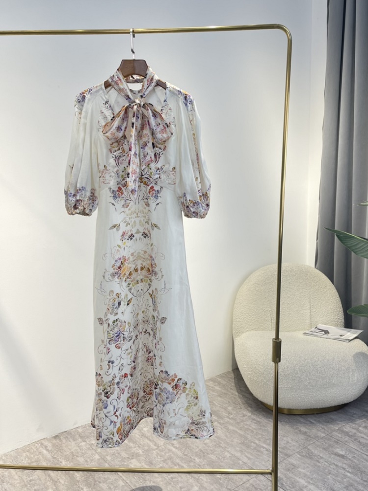 2022 High Quality Multicolor Floral Print Vintage Women Midi Dresses alx
