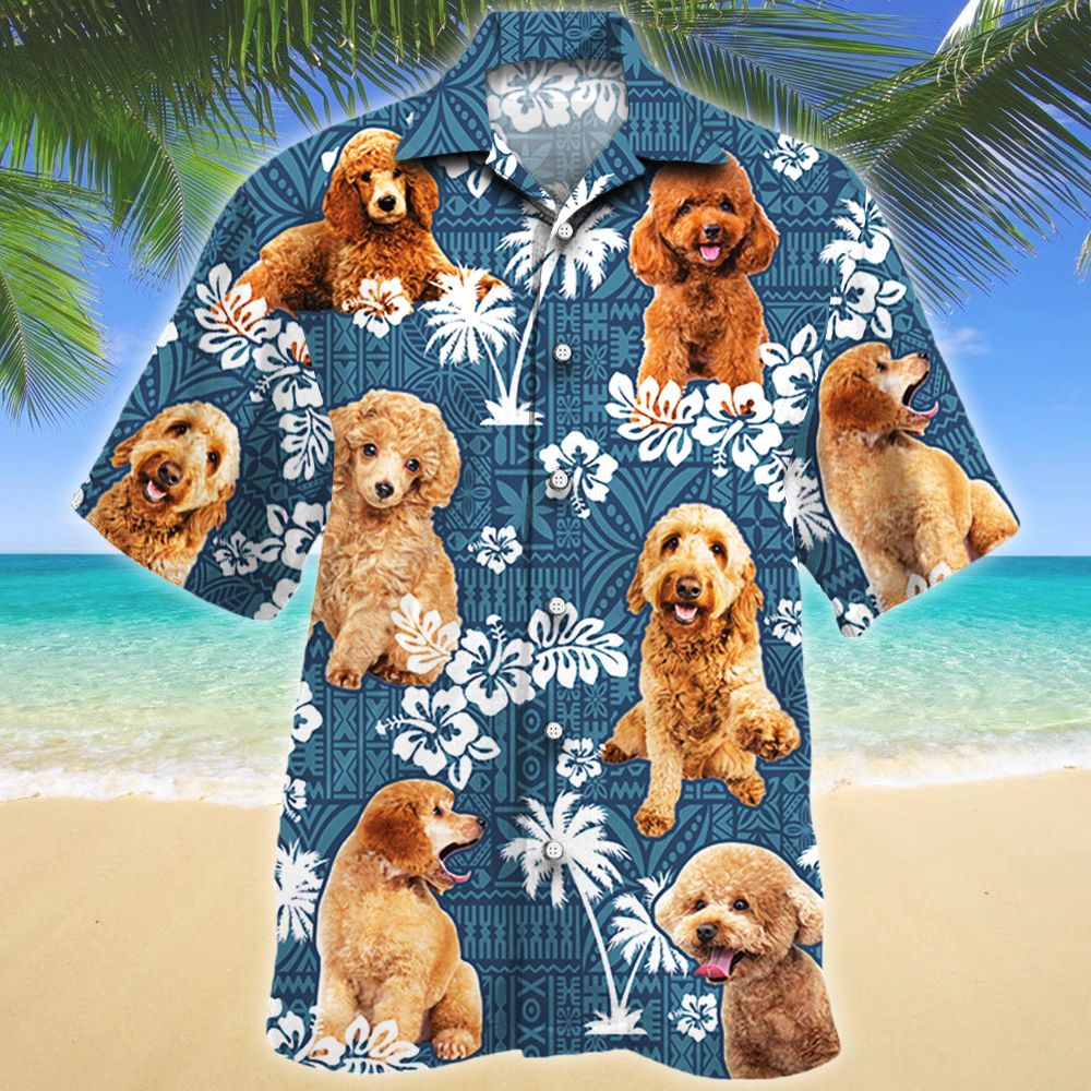 Poodle Dog Lovers Blue Tribal Pattern Hawaiian Shirt Ha108025