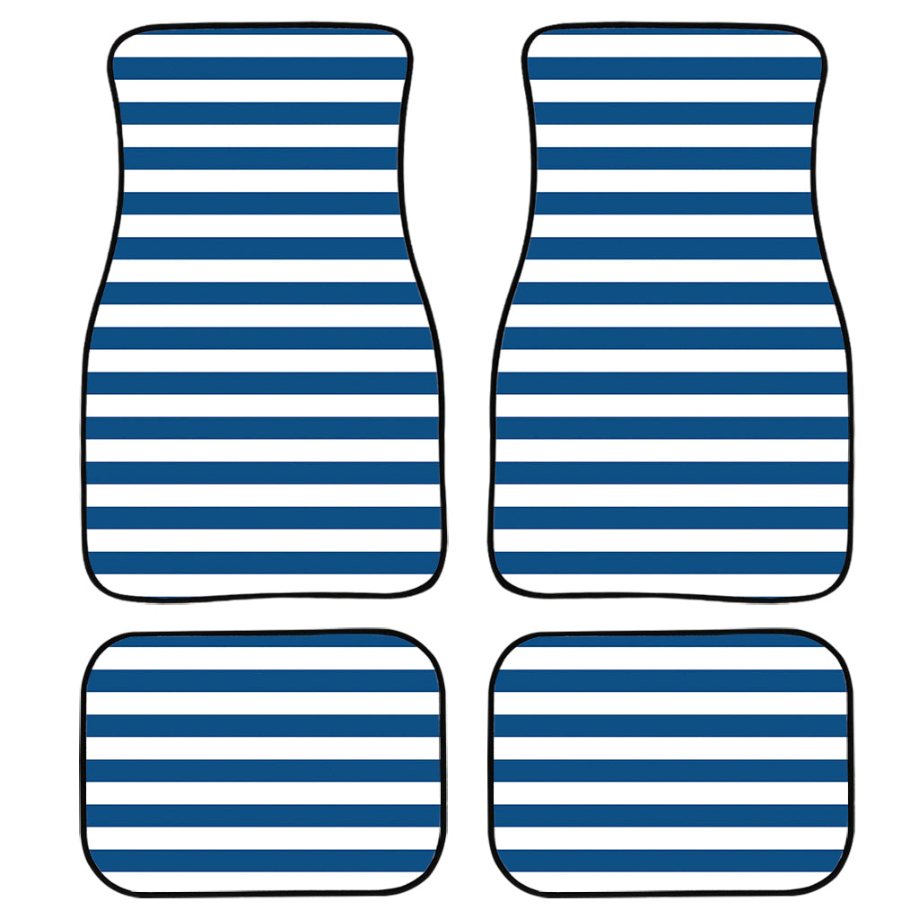 Blue And White Striped Pattern Print Front And Back Car Floor Mats, Front Car Mat