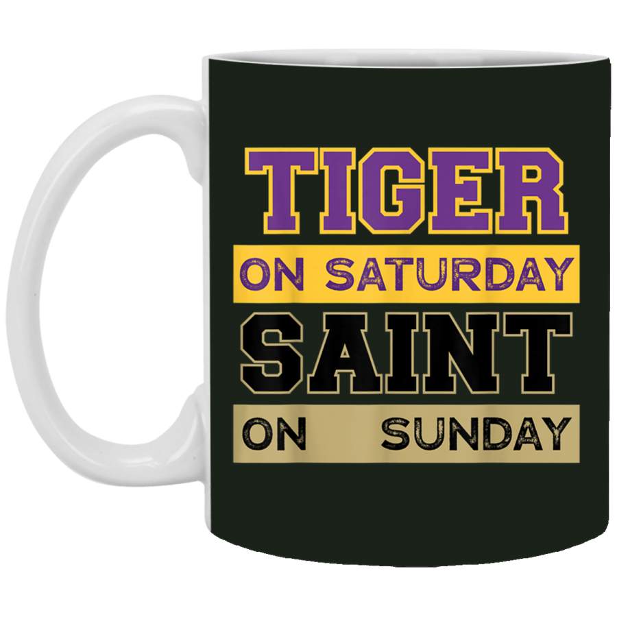 Tiger On Saturday Saint On Sunday Louisiana Football Mug