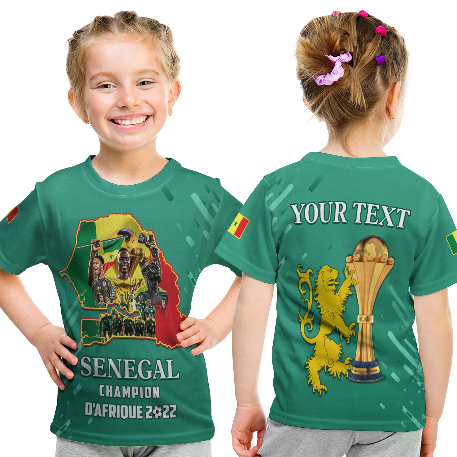 (Custom Personalised) Senegal Football T Shirt Kid The Champions 2022 Style Map And Lion Lt13