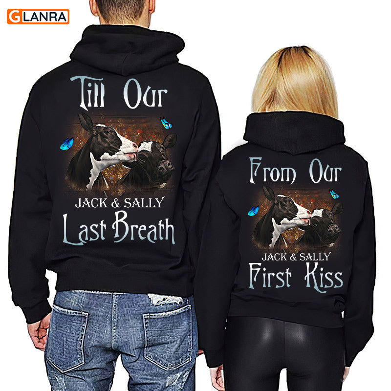 Personalized From Our First Kiss  Till Our Last Breath Shirt, Custom Cow Couple Hoodie