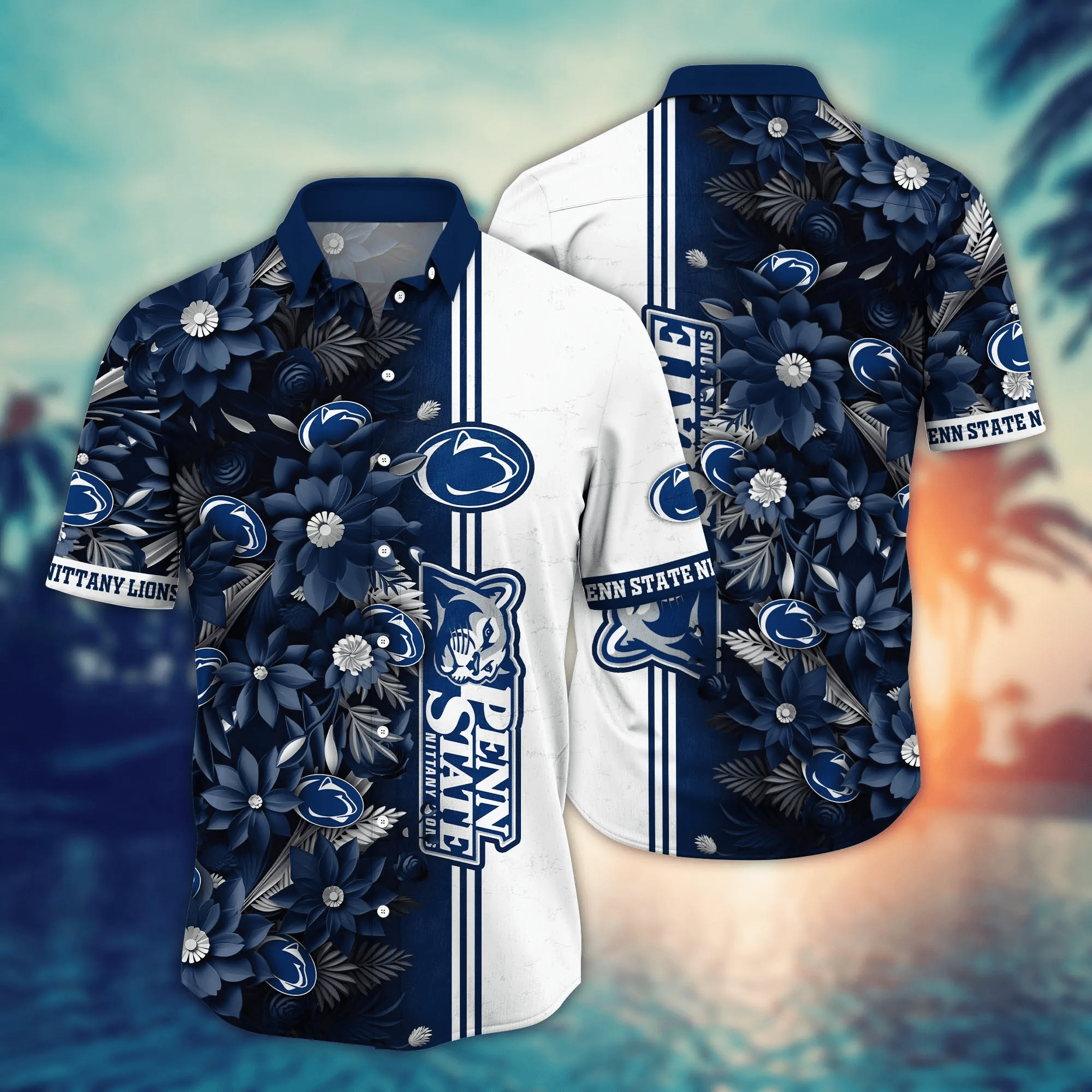 Penn State Nittany Lions NCCA Hawaiian Shirt Custom Sea Breeze Aloha Shirt