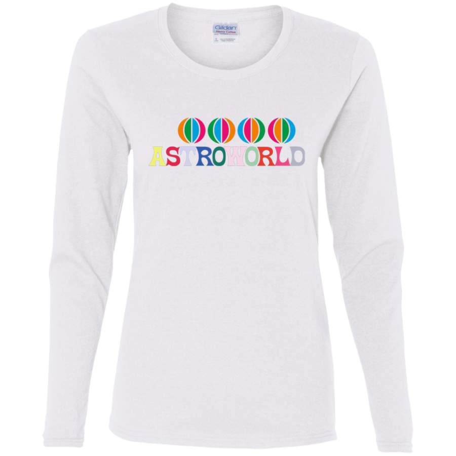 AGR Travis Scott AstroWorld Logo Ladies’ Cotton LS T-Shirt ...