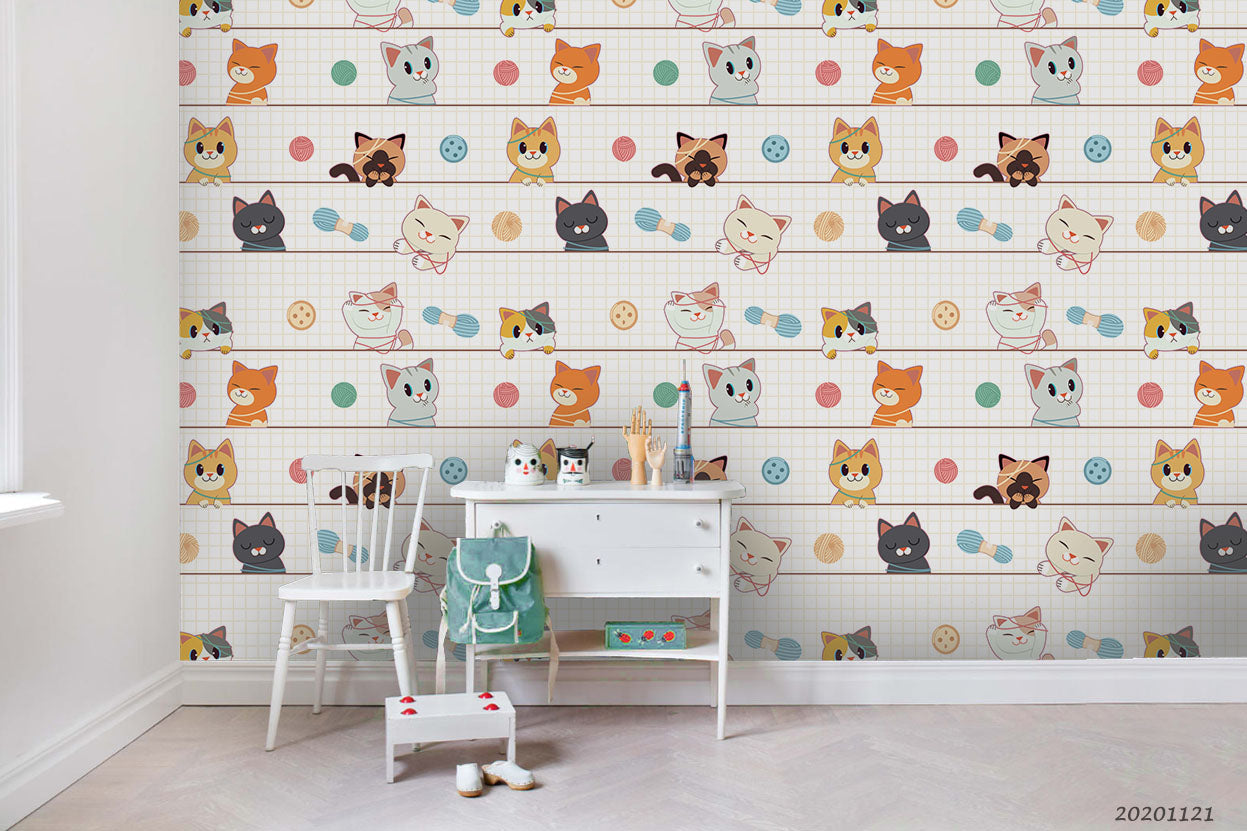 3D Cartoon Animal Cat Dog Wall Mural Wallpaper Lqh 87