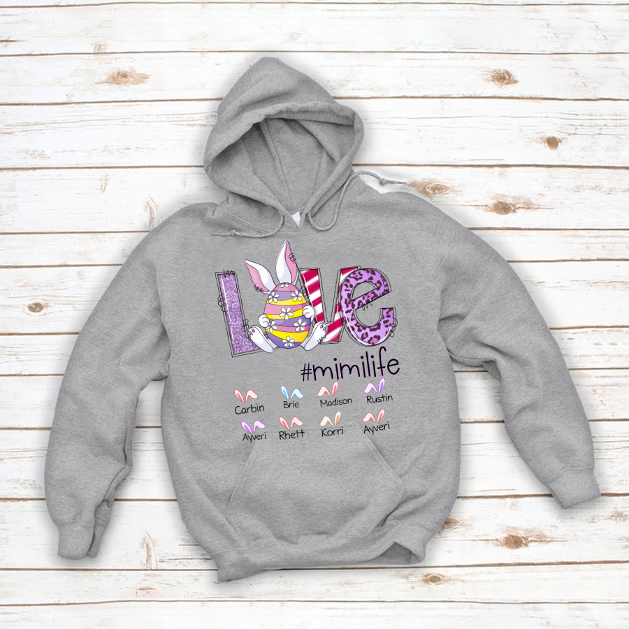 Love Bunny Grandma Life Custom Names Hoodie