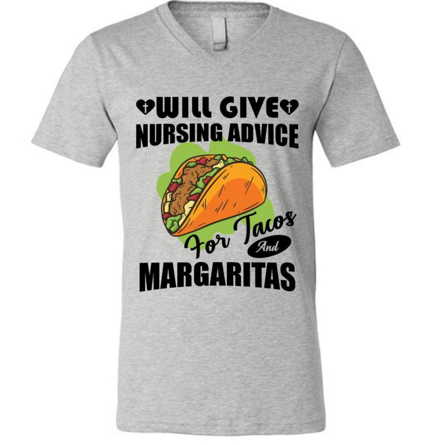 Will Give Nursing Advice For Tacos And Margaritas (w) – Canvas Unisex V-Neck Shirt