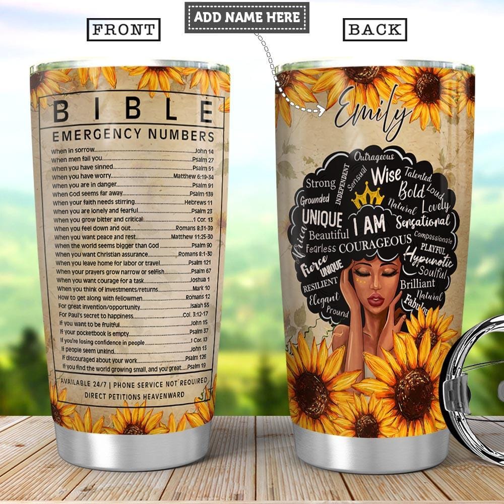 Personalized Melanin Poppin Girl Stainless Steel Tumbler Black Women Faith Custom Printed Tumblers Black Girl Gift Ideas