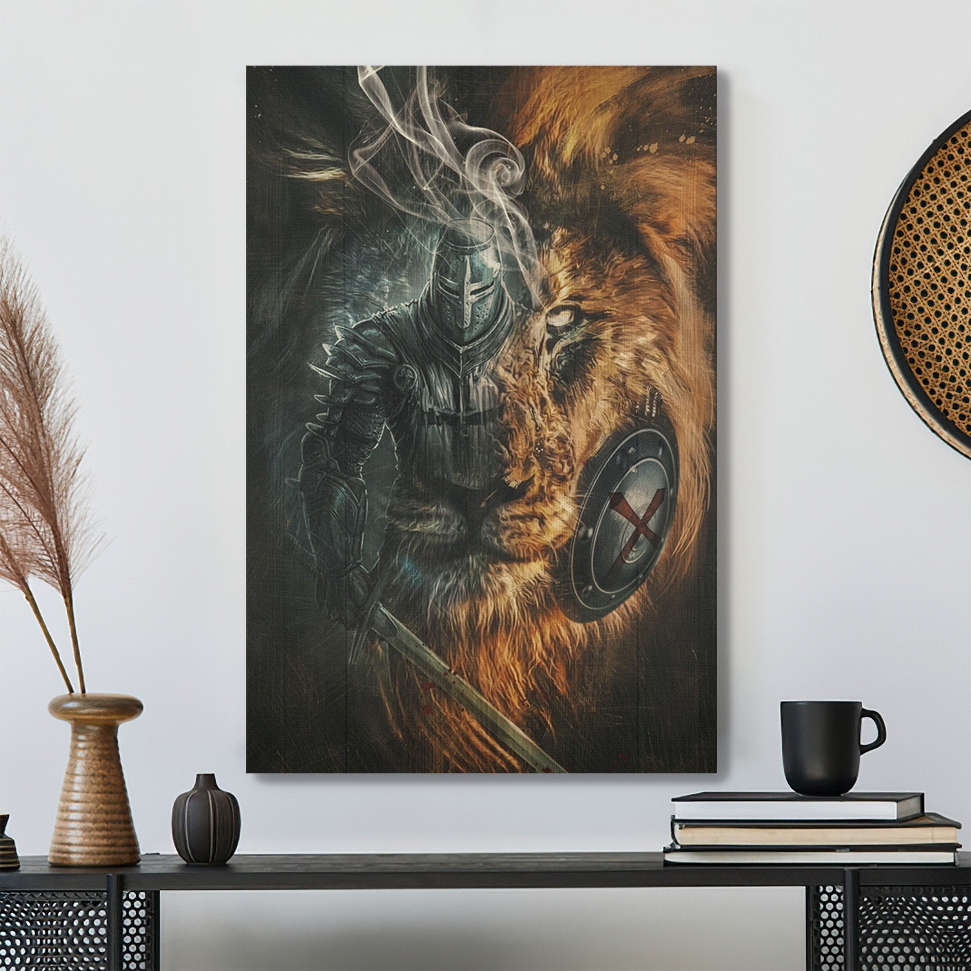 Awesome Warrior And Lion Canvas Posters – Christian Wall Art – Ciaocustom