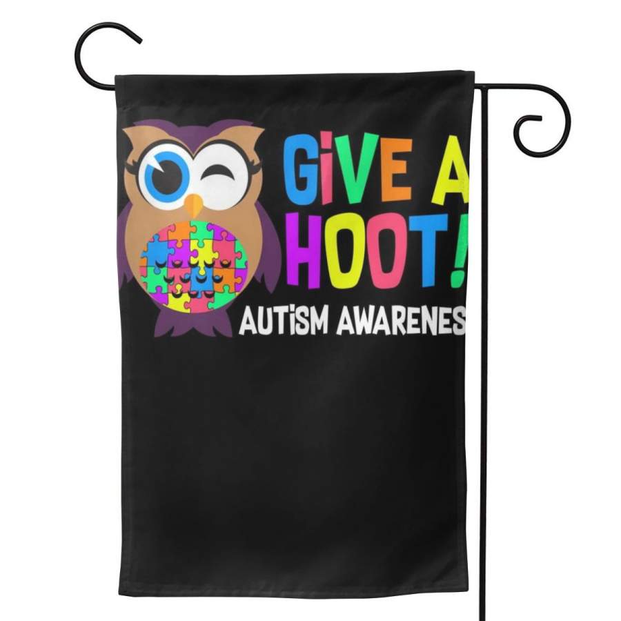 2 Pcs Garden Flag Give A Hoot Autism Awareness Horizontal Poster 12.5″x18″ -Mothers Day, Birthday Gifts for Mom, Dad, Wife, Husband, Daughters, Grandma, Friends