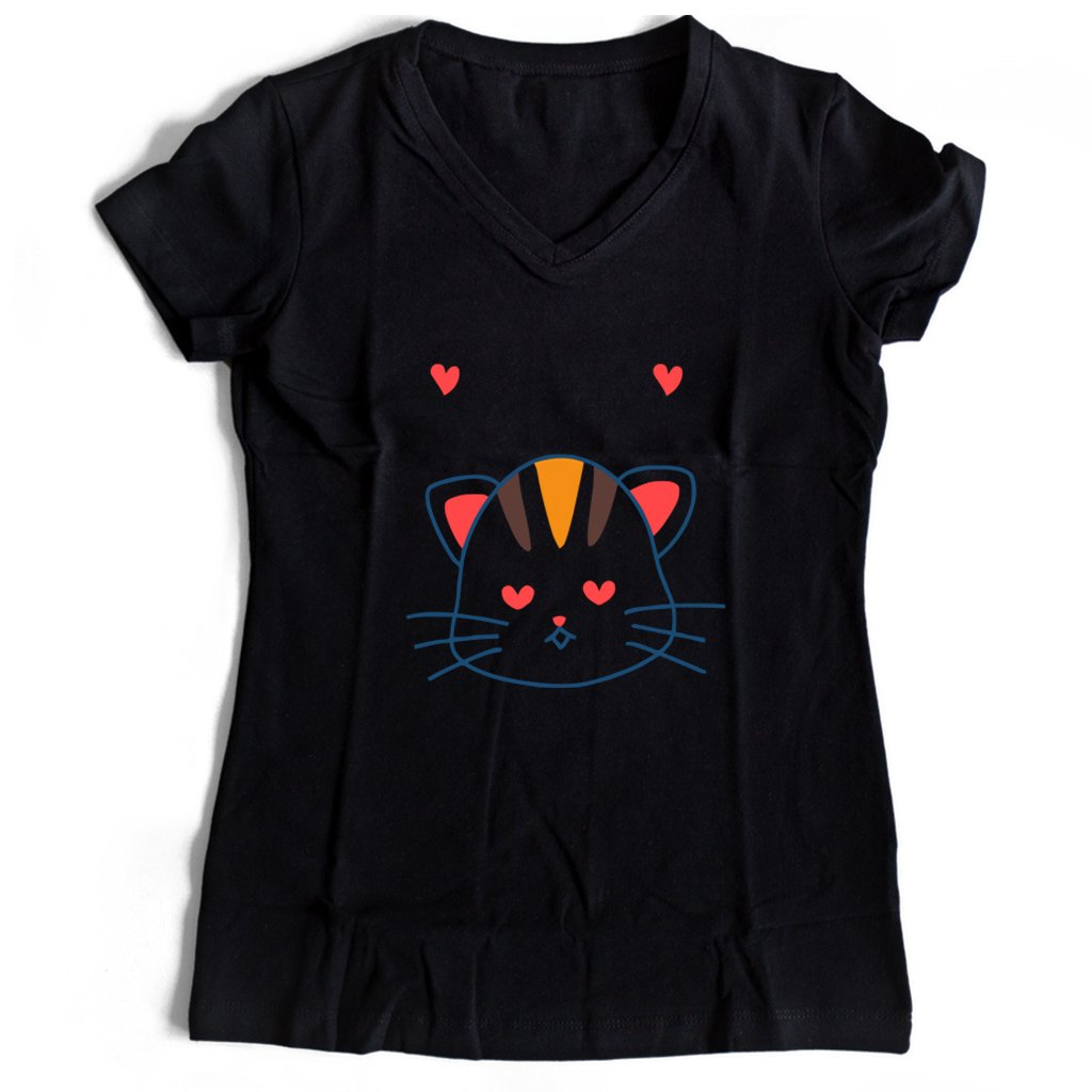 Love You Kitten Women’s V-Neck Tee T-Shirt