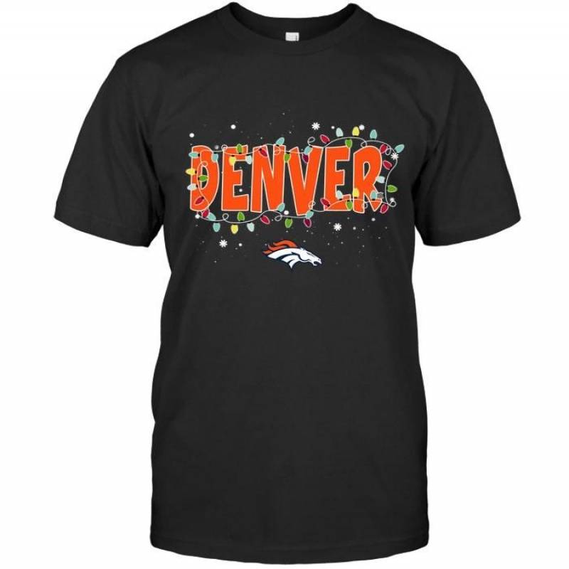 Denver Broncos Christmas Fairy Lights T Shirt