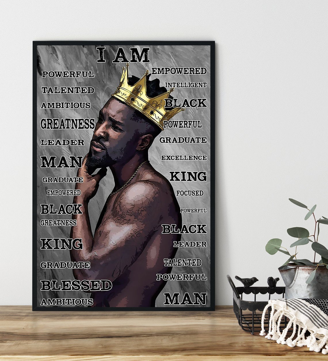 Black King Poster – I Am Black King Poster, Black Man Poster, I Am Black Man Canvas And Poster, Canvas Wall Art, Wall Decor Visual Art