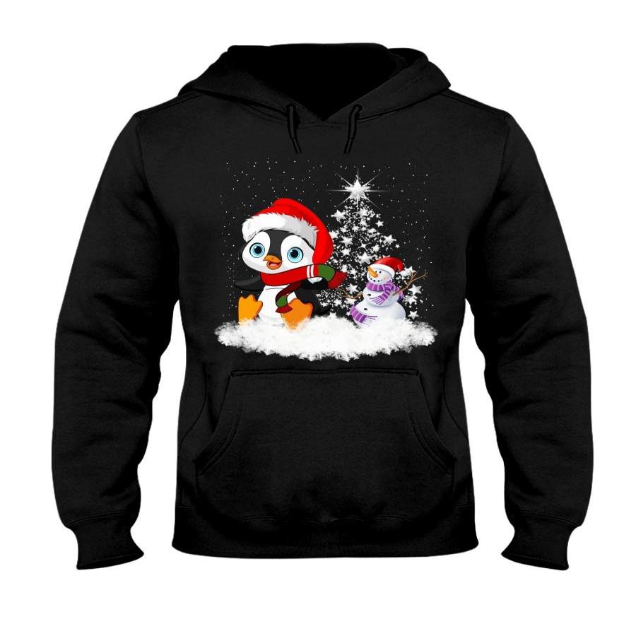 Penguin Snow Clounds Christmas Gift Black Hoodie