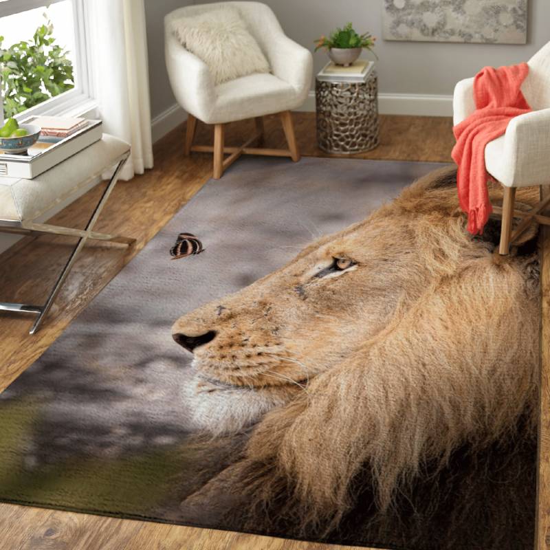 The Lion and Butterfly – Animals Area Rug Carpet