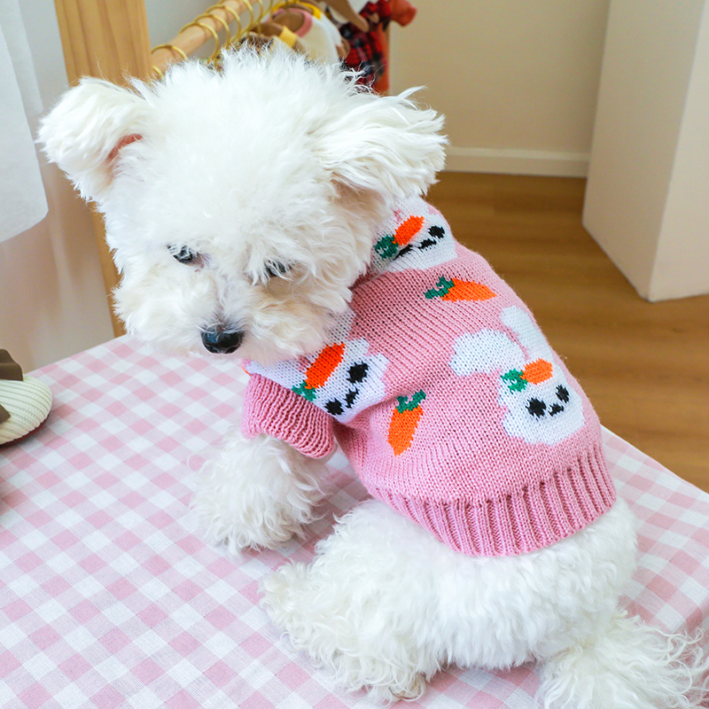 Winter Warm Pet Cardigan Autumn Dog Sweater Small Dog Teddy Bichon Pomeranian Cute Bunny Clothes Pet Supplies XS-XL alx