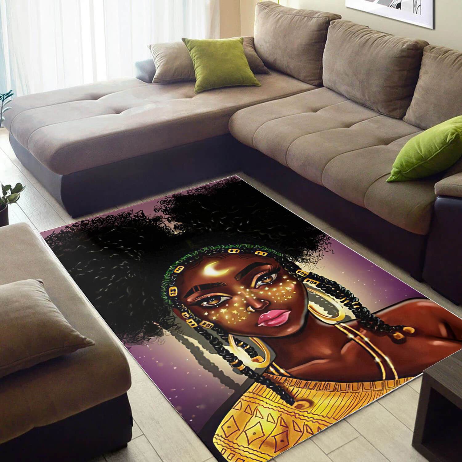 Afrocentric Area Rugs Pretty Black Afro Lady Carpet African Design African Themed Home Decor WBG26564