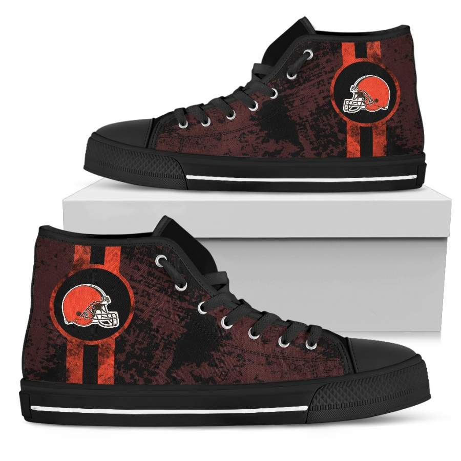 Triple Stripe Bar Dynamic Cleveland Browns High Top Shoes V1