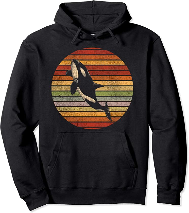 Retro Animal Killer Whale Pullover Hoodie