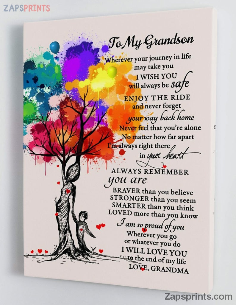 Grandchildren Canvas  – To My Grandson – From Grandma – Framed Canvas Gift Gms044 – Drandkids Canvas Artblankets.