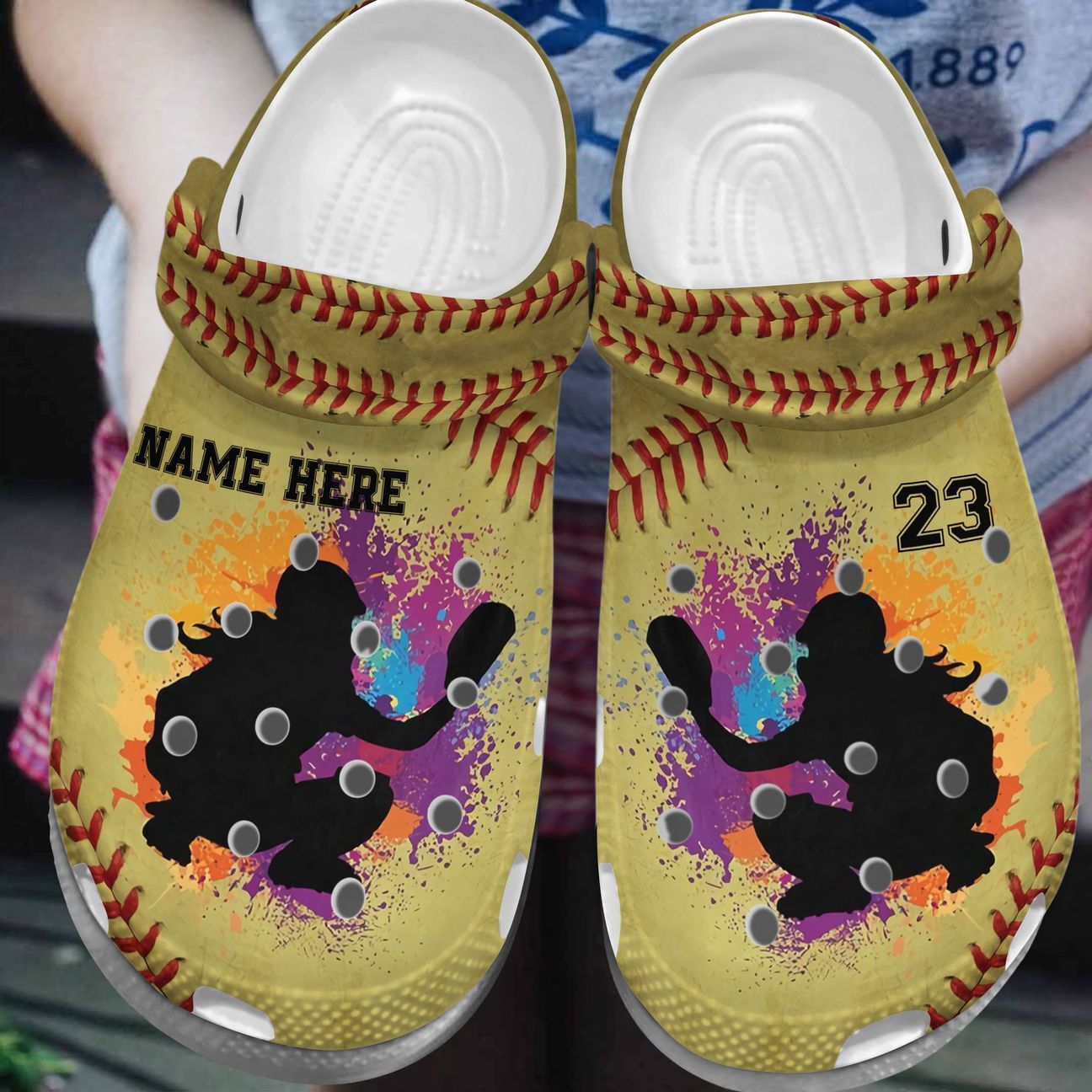 Softball Personalized Personalize Clog, Custom Name, Text, Fashion Style For Women, Men, Kid, Print 3D Catcher Pitcher 2