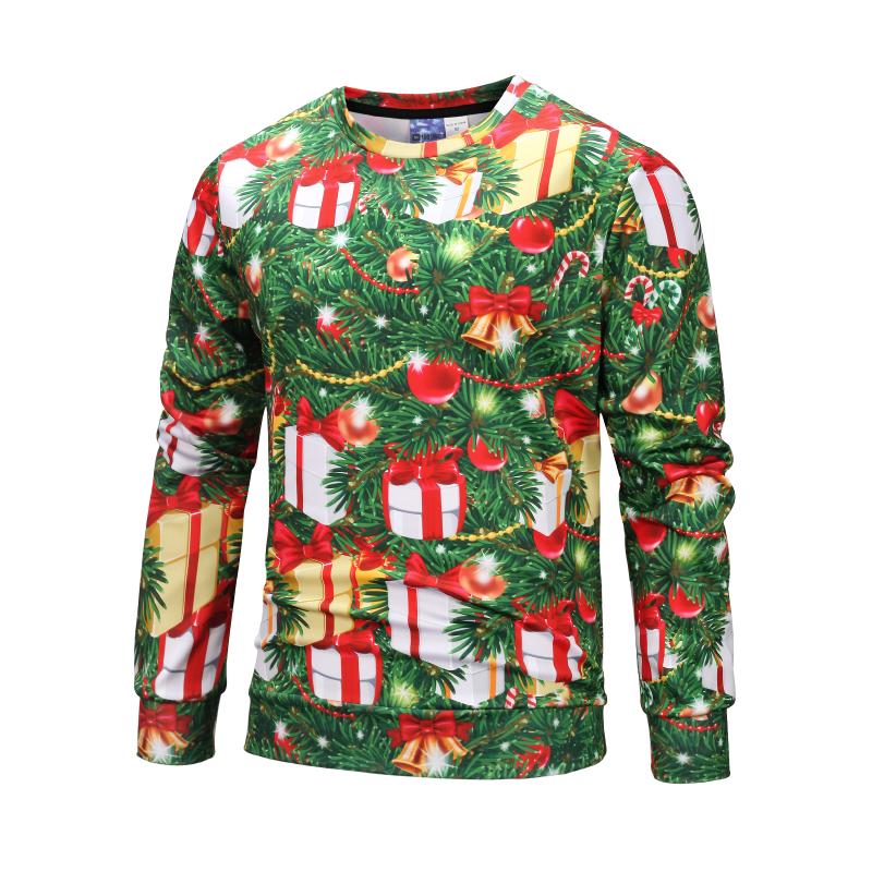 Christmas Sweatshirts – Cool Christmas Gold Bell Gift Striped Pattern 3D Sweatshirt