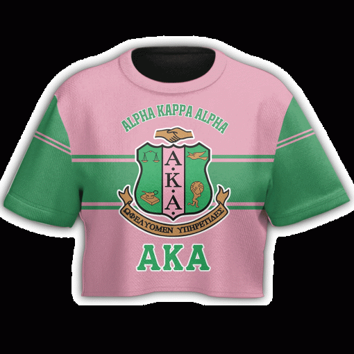 Alpha Kappa Alpha Aka 1908 Green And Pink Crop Top T Shirt