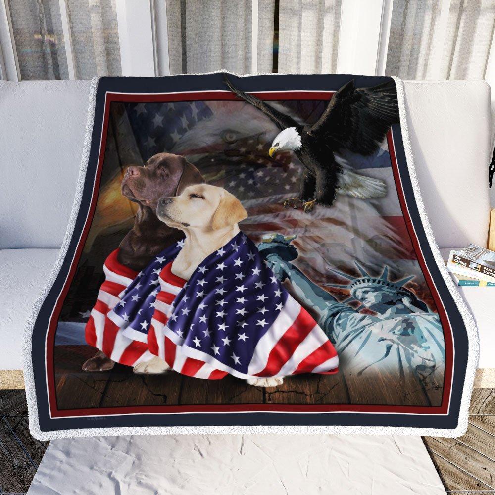 Blanketify Chocolate And Yellow Labrador Retriever American Patriot Blanket Gift For 4Th Of July In Dependence Day,Dog Lovers,Friend,Birthday Gift,Family Gift Home Decor Bedding