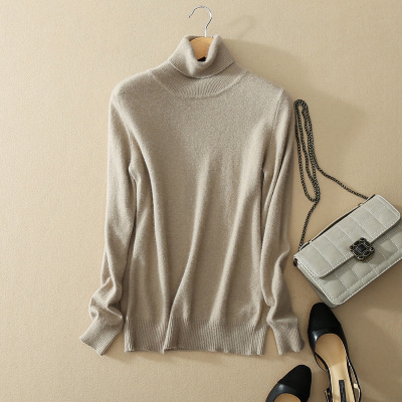 2022 autumn and winter cashmere turtleneck sweater women’s head high collar sweater women’s sweater solid color large size alx