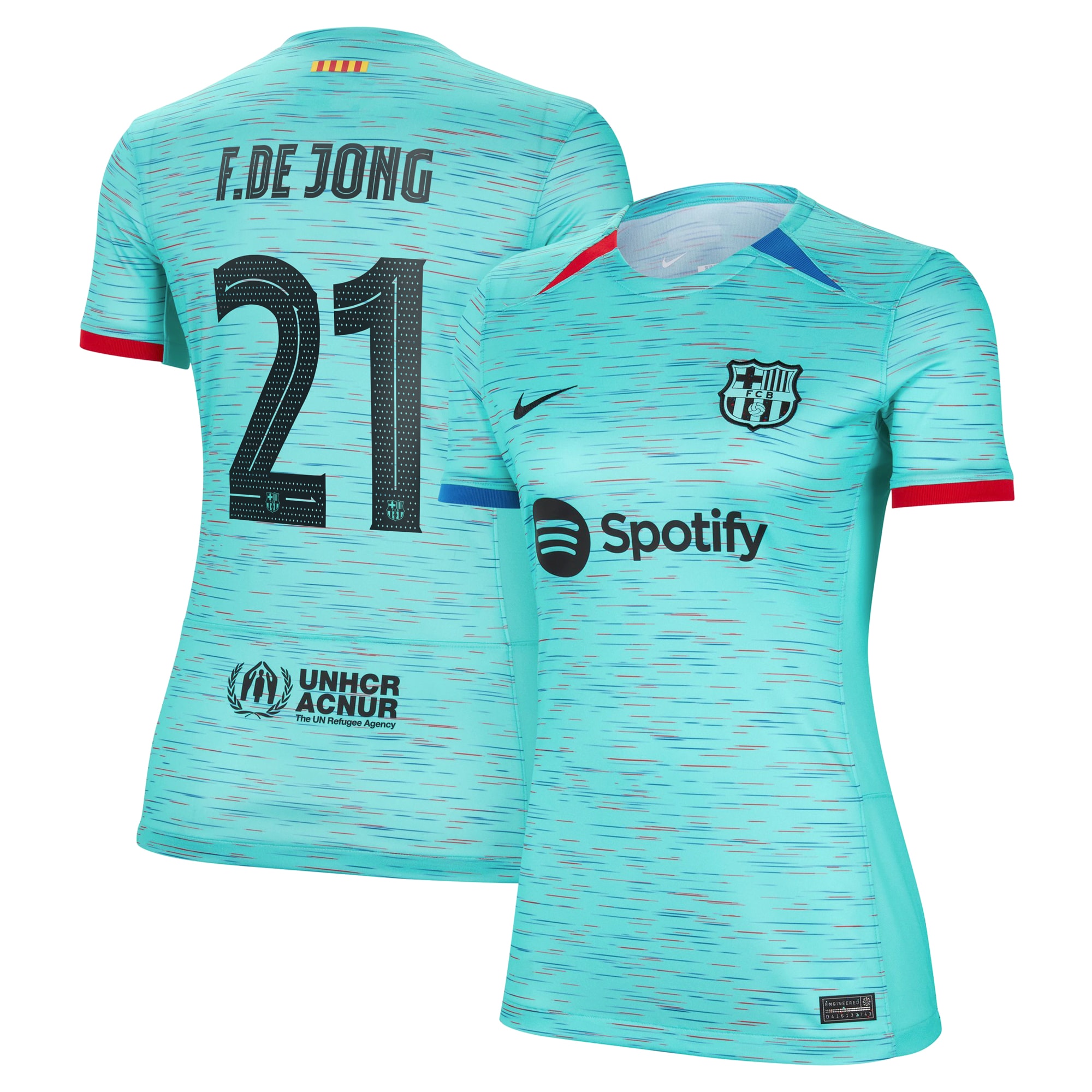 Frenkie de Jong Barcelona Women's 2023/24 Third Replica Jersey – Aqua